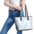 White Sunday Lotu Tamaiti Leather Tote Bag Polynesian Wave Pastel Sky Blue - Polynesian Pride