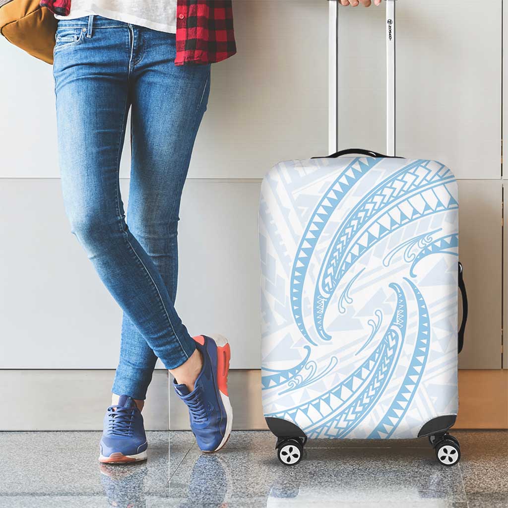 White Sunday Lotu Tamaiti Luggage Cover Polynesian Wave Pastel Sky Blue - Polynesian Pride