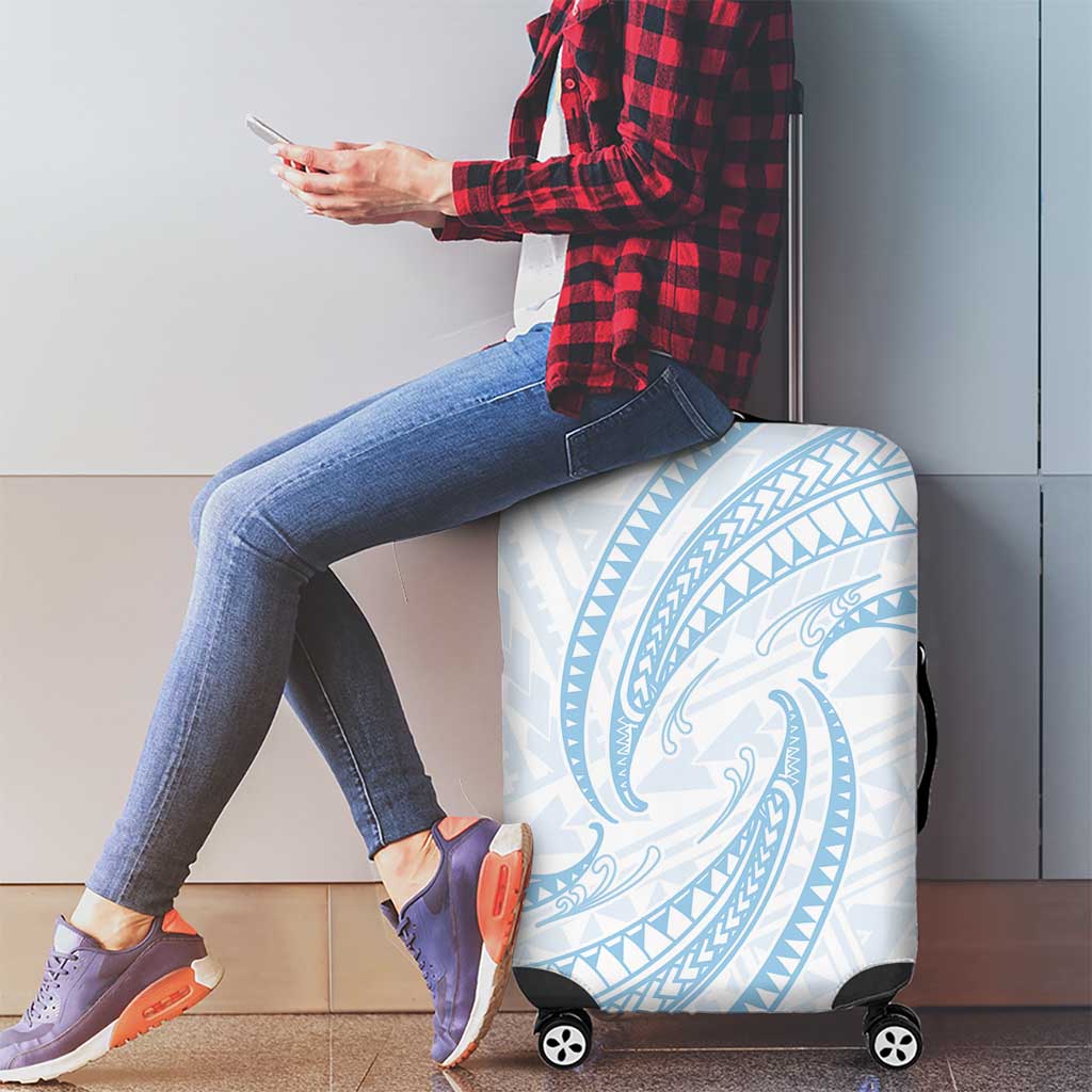 White Sunday Lotu Tamaiti Luggage Cover Polynesian Wave Pastel Sky Blue - Polynesian Pride