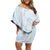 White Sunday Lotu Tamaiti Off Shoulder Short Dress Polynesian Wave Pastel Sky Blue - Polynesian Pride