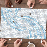 White Sunday Lotu Tamaiti Puzzle Polynesian Wave Pastel Sky Blue - Polynesian Pride