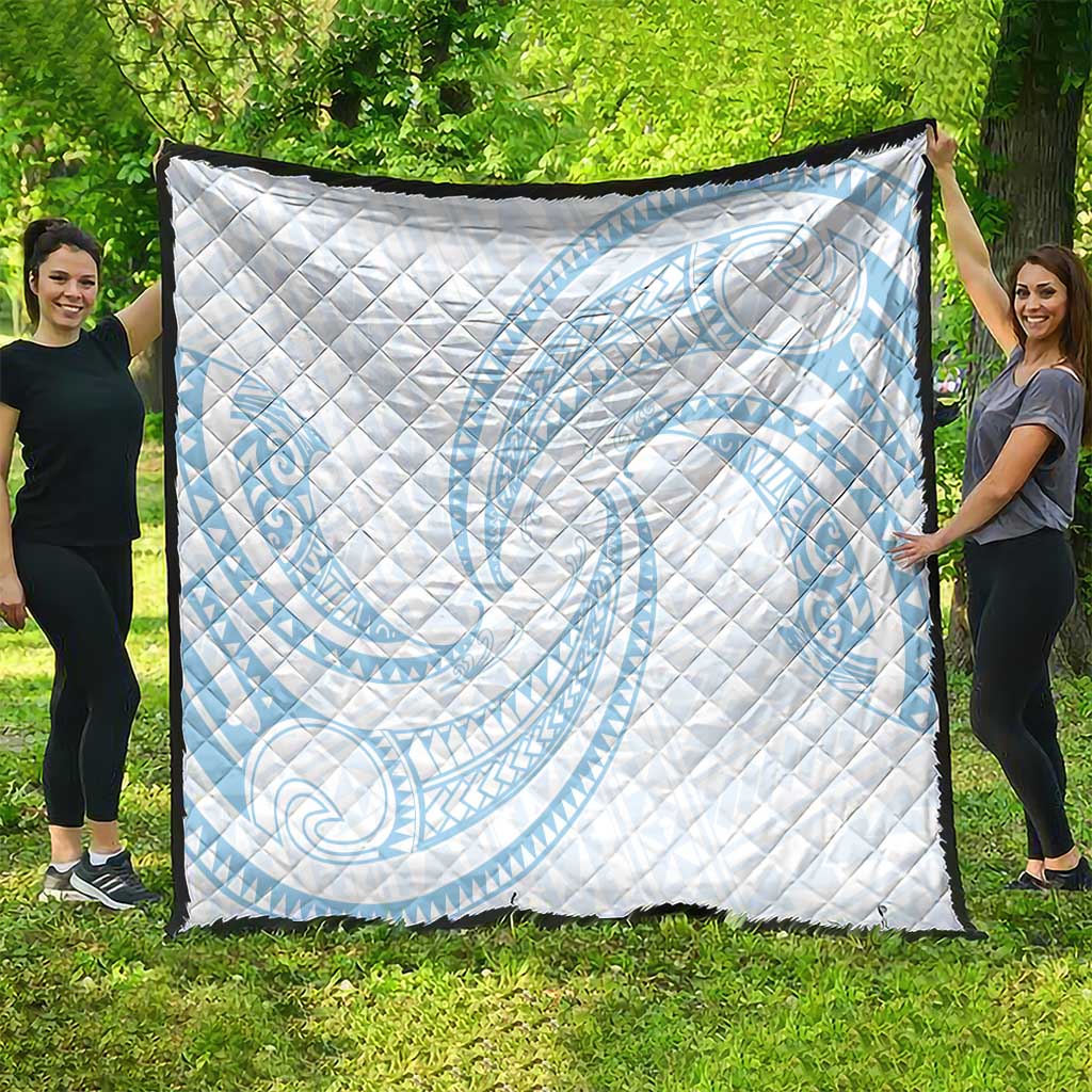 White Sunday Lotu Tamaiti Quilt Polynesian Wave Pastel Sky Blue LT9 - Polynesian Pride