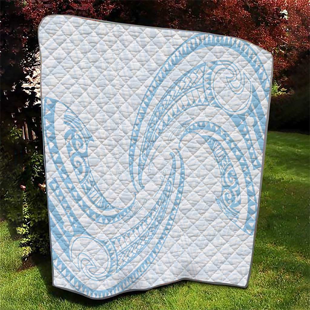 White Sunday Lotu Tamaiti Quilt Polynesian Wave Pastel Sky Blue LT9 - Polynesian Pride