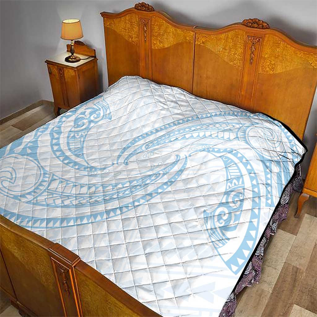 White Sunday Lotu Tamaiti Quilt Polynesian Wave Pastel Sky Blue LT9 - Polynesian Pride