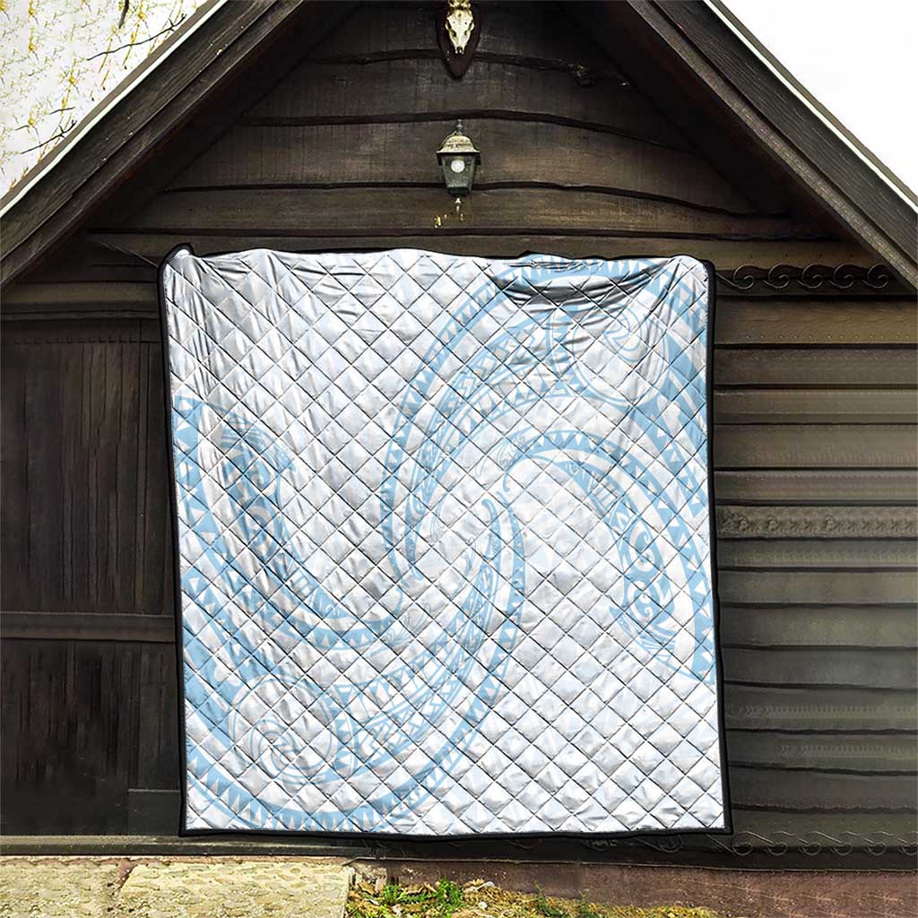 White Sunday Lotu Tamaiti Quilt Polynesian Wave Pastel Sky Blue LT9 - Polynesian Pride