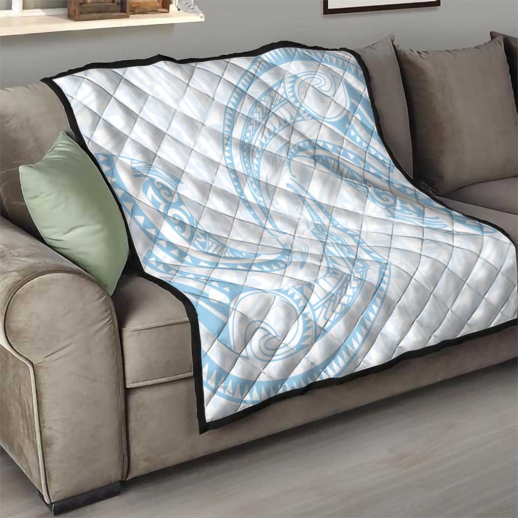 White Sunday Lotu Tamaiti Quilt Polynesian Wave Pastel Sky Blue LT9 - Polynesian Pride