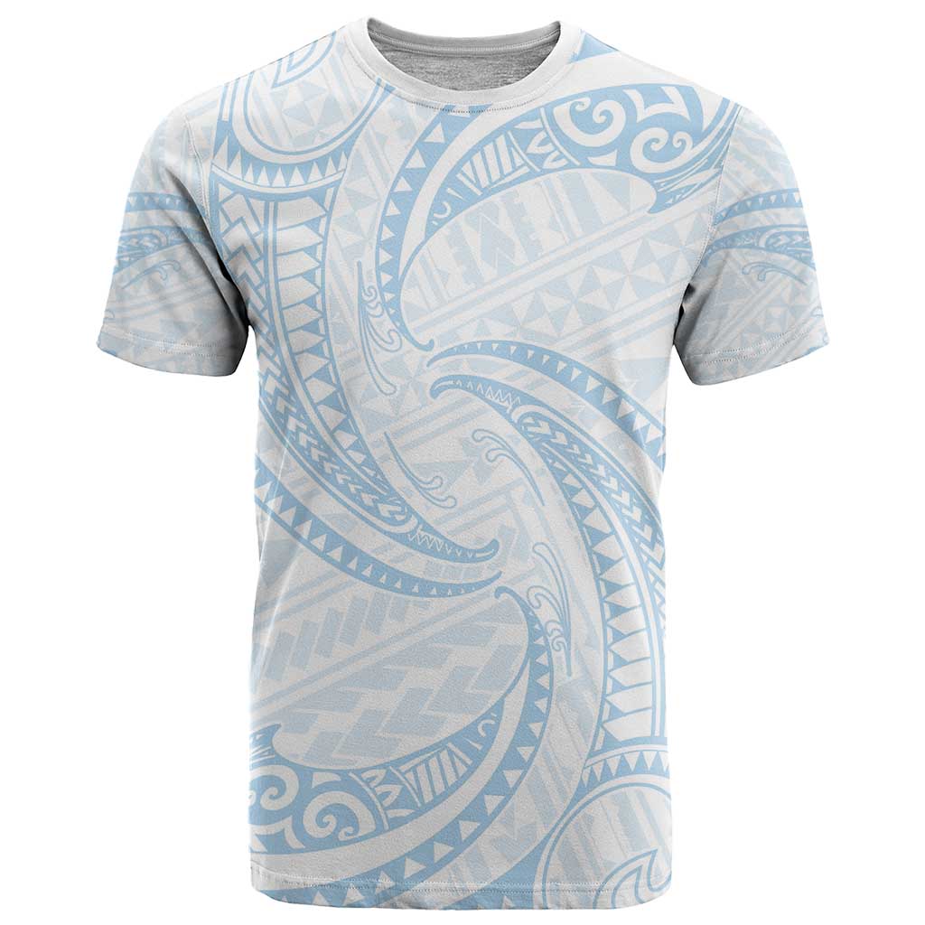 White Sunday Lotu Tamaiti T Shirt Polynesian Wave Pastel Sky Blue LT9 Blue - Polynesian Pride
