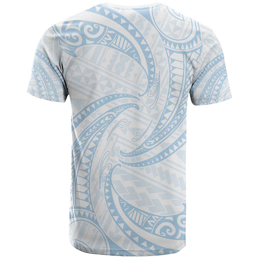White Sunday Lotu Tamaiti T Shirt Polynesian Wave Pastel Sky Blue LT9 - Polynesian Pride