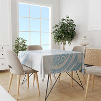 White Sunday Lotu Tamaiti Tablecloth Polynesian Wave Pastel Sky Blue - Polynesian Pride