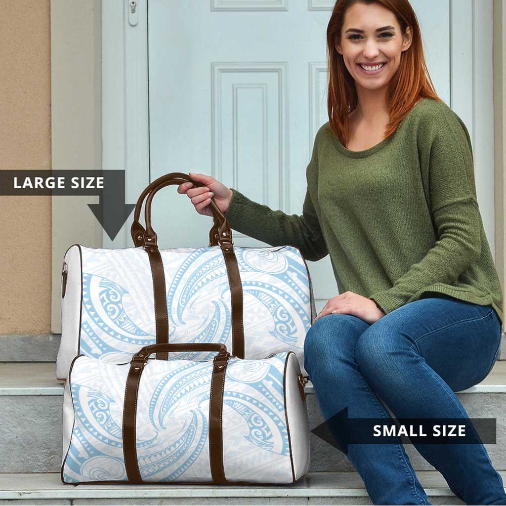 White Sunday Lotu Tamaiti Travel Bag Polynesian Wave Pastel Sky Blue - Polynesian Pride