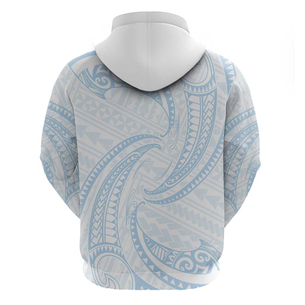 White Sunday Lotu Tamaiti Zip Hoodie Polynesian Wave Pastel Sky Blue LT9 - Polynesian Pride