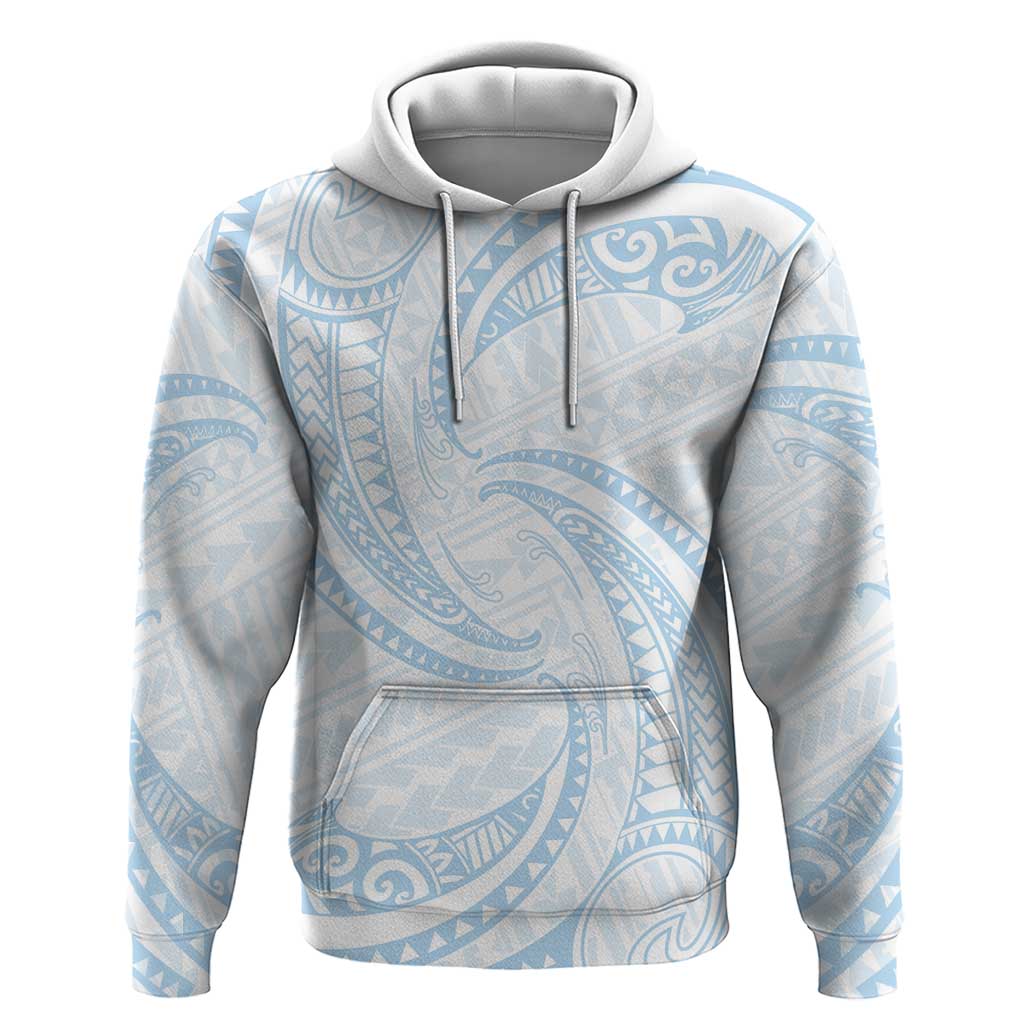 White Sunday Lotu Tamaiti Zip Hoodie Polynesian Wave Pastel Sky Blue LT9 Pullover Hoodie Blue - Polynesian Pride