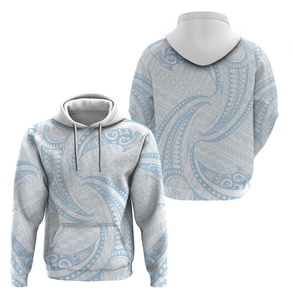 White Sunday Lotu Tamaiti Zip Hoodie Polynesian Wave Pastel Sky Blue LT9 - Polynesian Pride