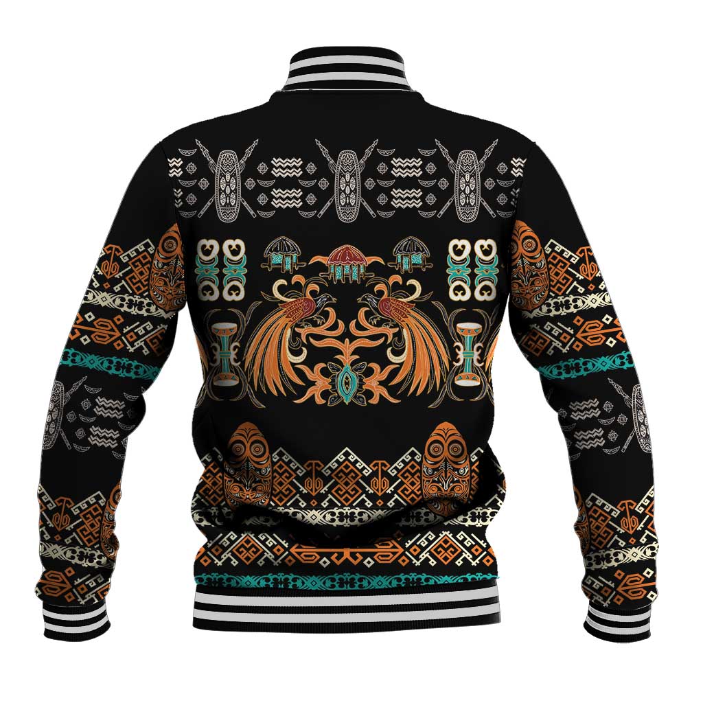Black Batik Papua-inspired Pattern Baseball Jacket - Polynesian Pride