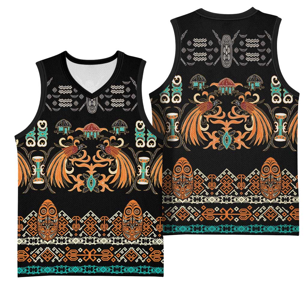 Black Batik Papua-inspired Pattern Basketball Jersey - Polynesian Pride