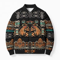 Black Batik Papua-inspired Pattern Bomber Puffer Jacket - Polynesian Pride
