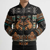 Black Batik Papua-inspired Pattern Bomber Puffer Jacket - Polynesian Pride