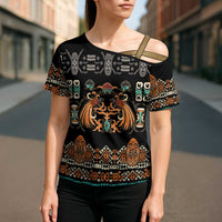 Black Batik Papua-inspired Pattern Cross Shoulder Shirt - Polynesian Pride