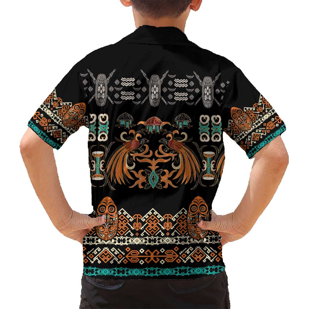 Black Batik Papua-inspired Pattern Family Matching Puletasi and Hawaiian Shirt - Polynesian Pride