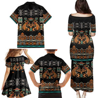 Black Batik Papua-inspired Pattern Family Matching Puletasi and Hawaiian Shirt - Polynesian Pride