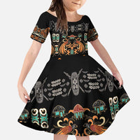 Black Batik Papua-inspired Pattern Family Matching Short Sleeve Bodycon Dress and Hawaiian Shirt - Polynesian Pride