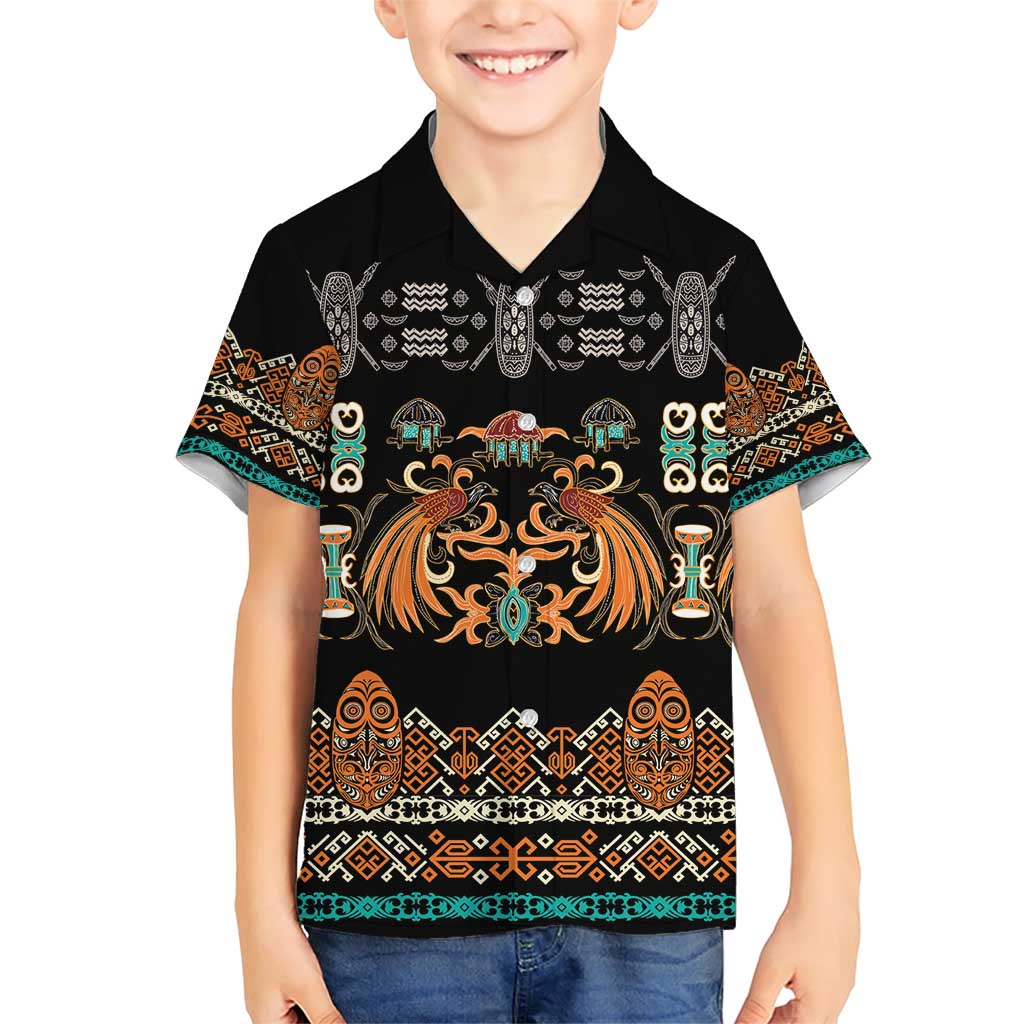 Black Batik Papua-inspired Pattern Family Matching Short Sleeve Bodycon Dress and Hawaiian Shirt - Polynesian Pride
