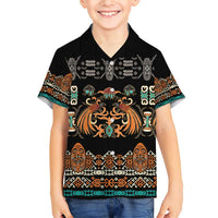Black Batik Papua-inspired Pattern Family Matching Short Sleeve Bodycon Dress and Hawaiian Shirt - Polynesian Pride