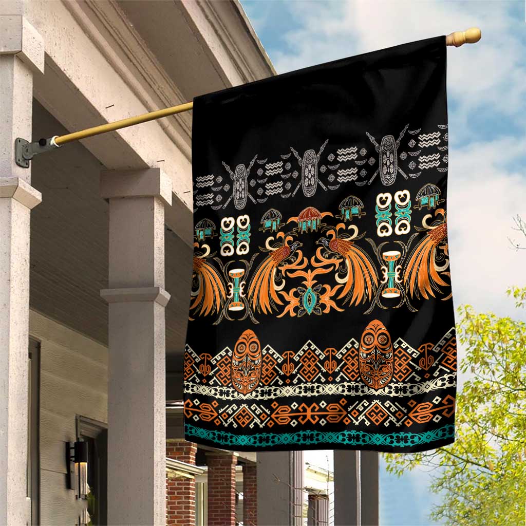 Black Batik Papua-inspired Pattern Garden Flag LT9 House Flag Black - Polynesian Pride