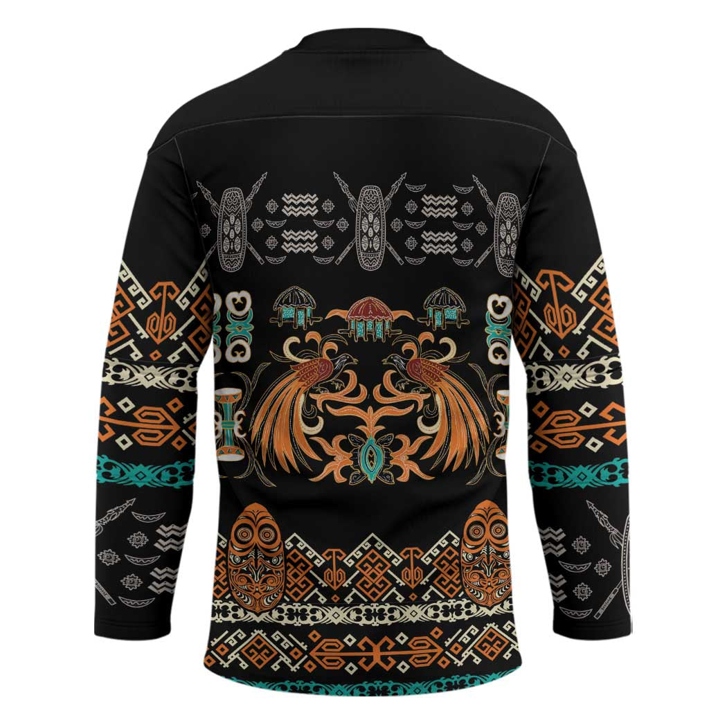 Black Batik Papua-inspired Pattern Hockey Jersey - Polynesian Pride