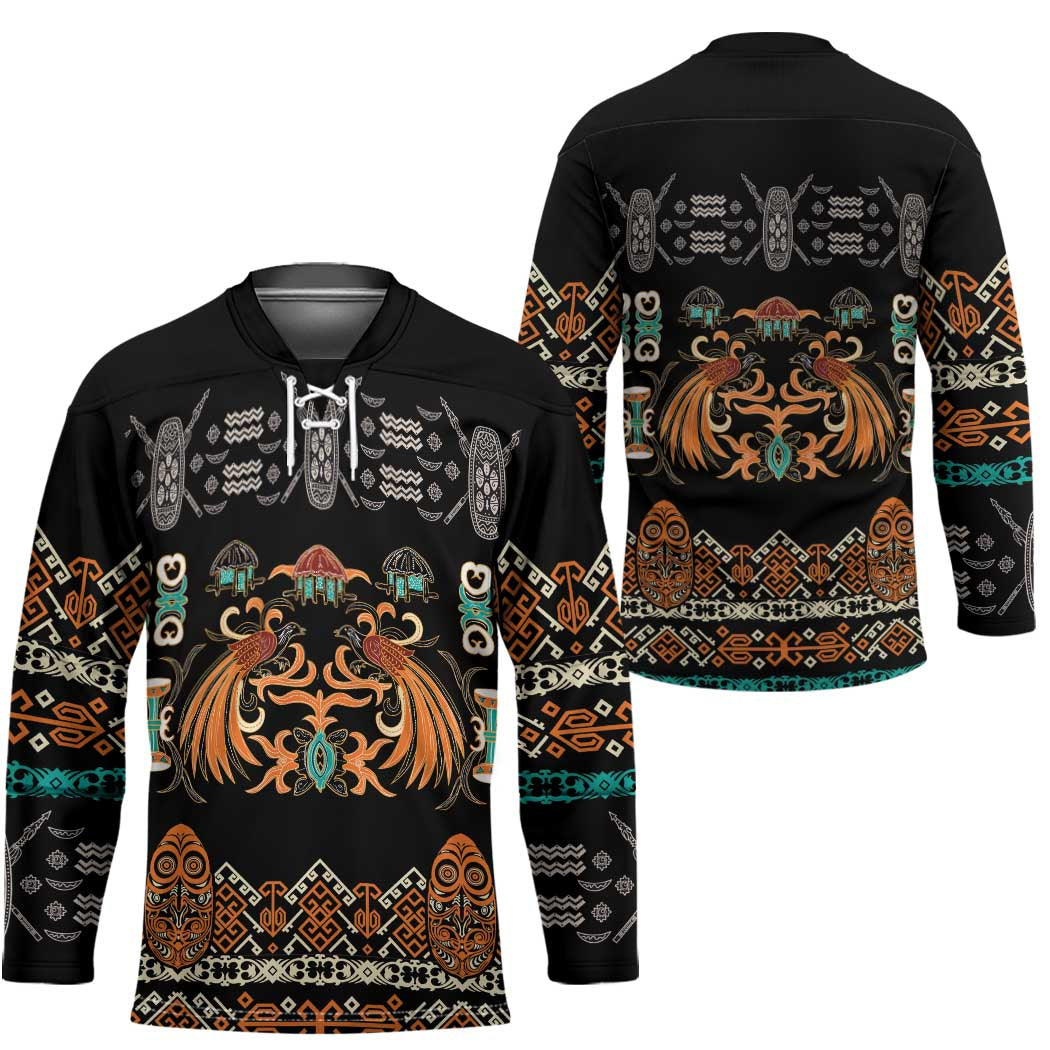 Black Batik Papua-inspired Pattern Hockey Jersey - Polynesian Pride