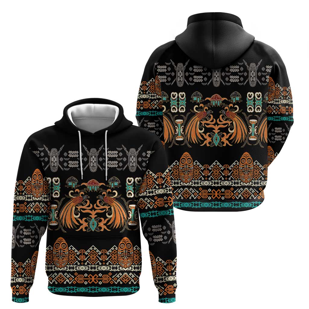 Black Batik Papua-inspired Pattern Hoodie - Polynesian Pride