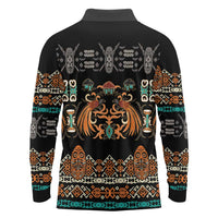 Black Batik Papua-inspired Pattern Long Sleeve Polo Shirt - Polynesian Pride
