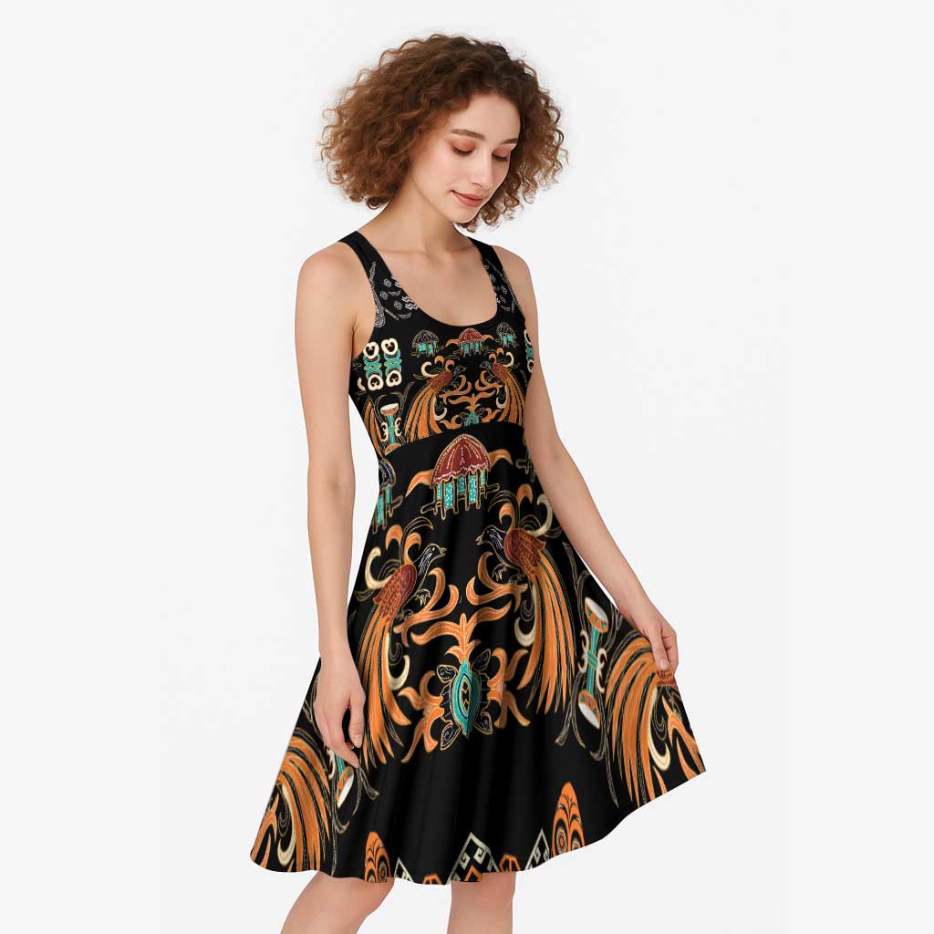 Black Batik Papua-inspired Pattern Midi Dress - Polynesian Pride