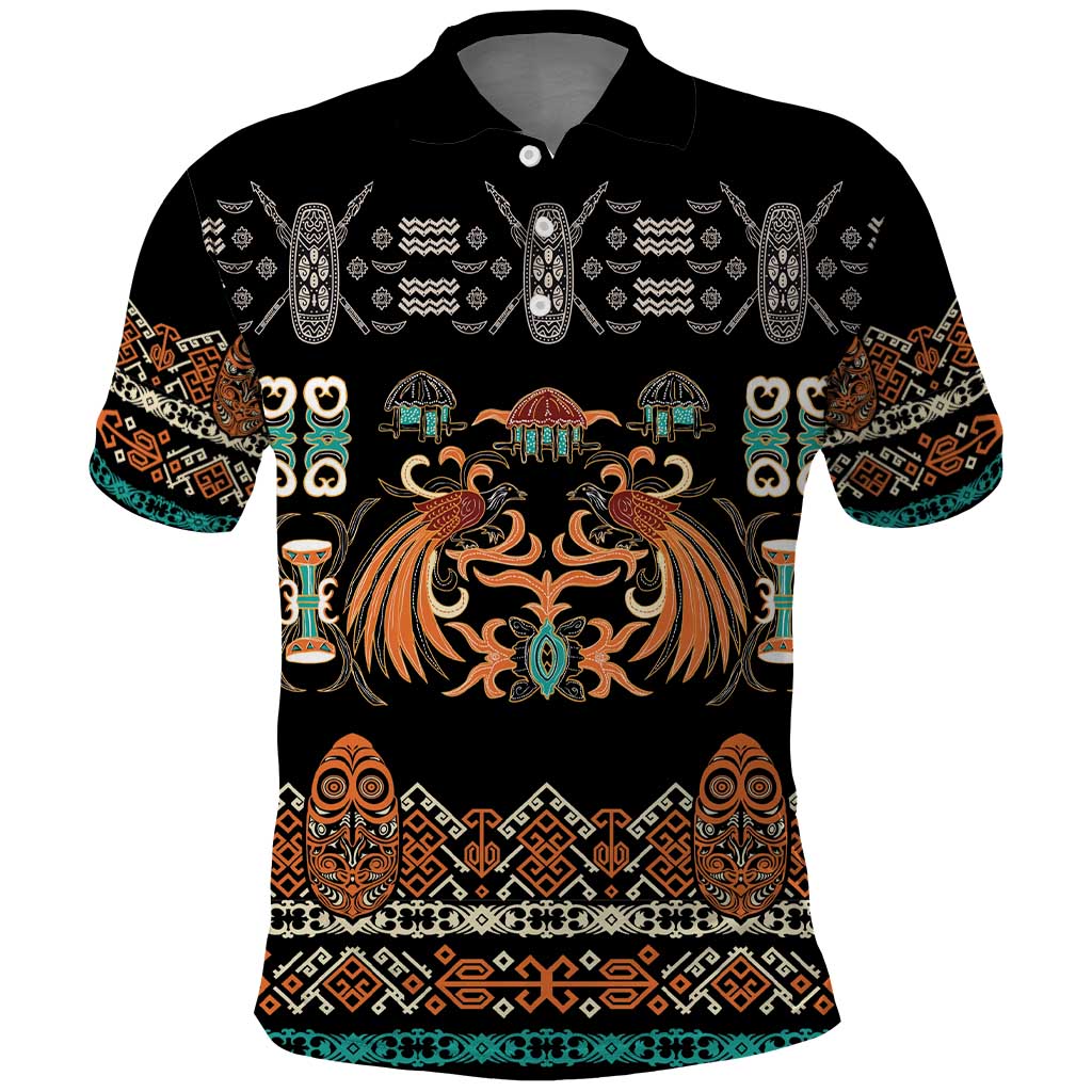 Black Batik Papua-inspired Pattern Polo Shirt - Polynesian Pride