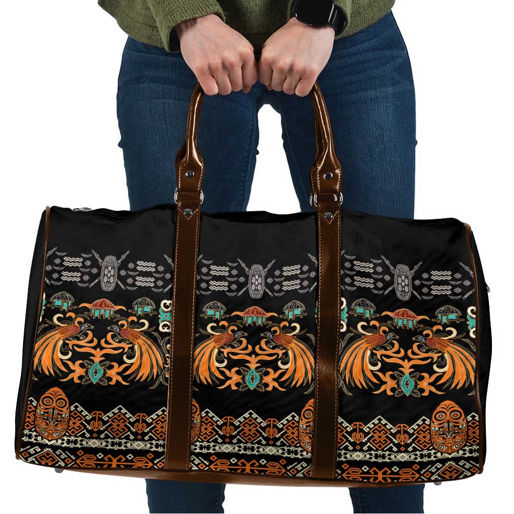 Black Batik Papua-inspired Pattern Travel Bag LT9 Black - Polynesian Pride