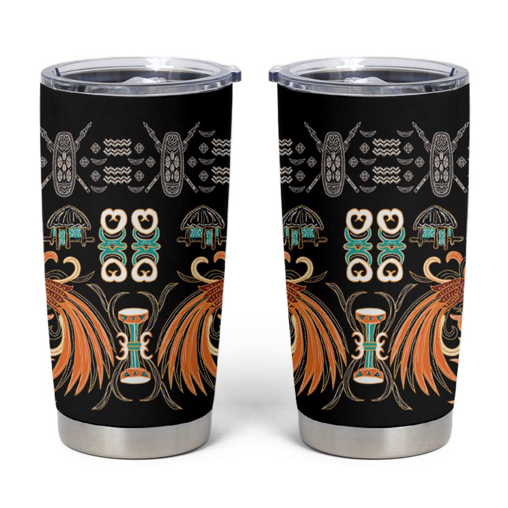 Black Batik Papua-inspired Pattern Tumbler Cup LT9 Black - Polynesian Pride