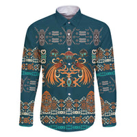 Dark Cyan Blue Batik Papua-inspired Pattern Family Matching Mermaid Dress and Hawaiian Shirt - Polynesian Pride