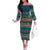Dark Cyan Blue Batik Papua-inspired Pattern Family Matching Off The Shoulder Long Sleeve Dress and Hawaiian Shirt - Polynesian Pride