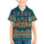 Dark Cyan Blue Batik Papua-inspired Pattern Family Matching Off The Shoulder Long Sleeve Dress and Hawaiian Shirt - Polynesian Pride