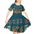 Dark Cyan Blue Batik Papua-inspired Pattern Kid Short Sleeve Dress - Polynesian Pride