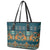 Dark Cyan Blue Batik Papua-inspired Pattern Leather Tote Bag - Polynesian Pride