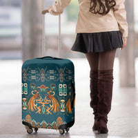 Dark Cyan Blue Batik Papua-inspired Pattern Luggage Cover - Polynesian Pride