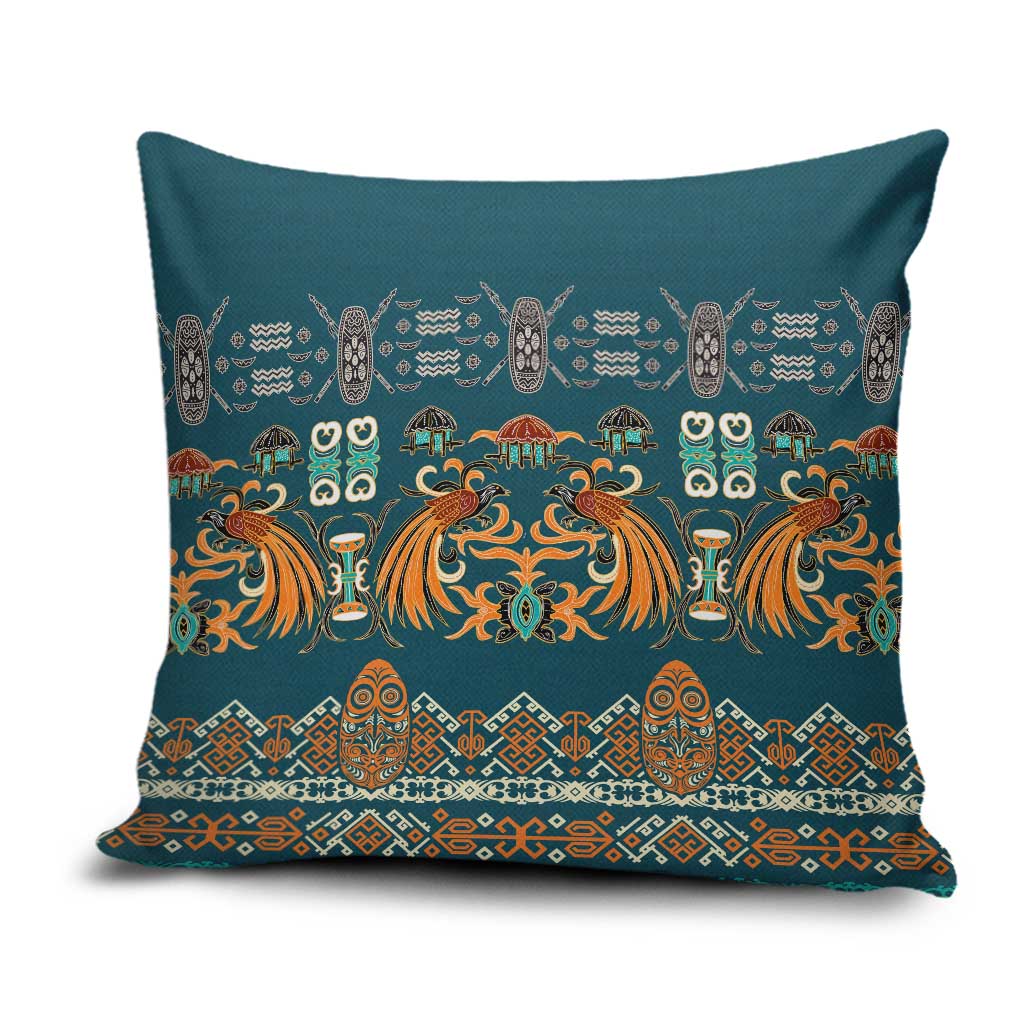 Dark Cyan Blue Batik Papua-inspired Pattern Pillow Cover LT9 Blue - Polynesian Pride