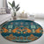 Dark Cyan Blue Batik Papua-inspired Pattern Round Carpet - Polynesian Pride