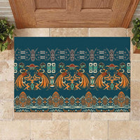 Dark Cyan Blue Batik Papua-inspired Pattern Rubber Doormat - Polynesian Pride