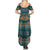 Dark Cyan Blue Batik Papua-inspired Pattern Summer Maxi Dress - Polynesian Pride