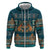 Dark Cyan Blue Batik Papua-inspired Pattern Zip Hoodie - Polynesian Pride