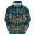 Dark Cyan Blue Batik Papua-inspired Pattern Zip Hoodie - Polynesian Pride