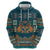 Dark Cyan Blue Batik Papua-inspired Pattern Zip Hoodie - Polynesian Pride