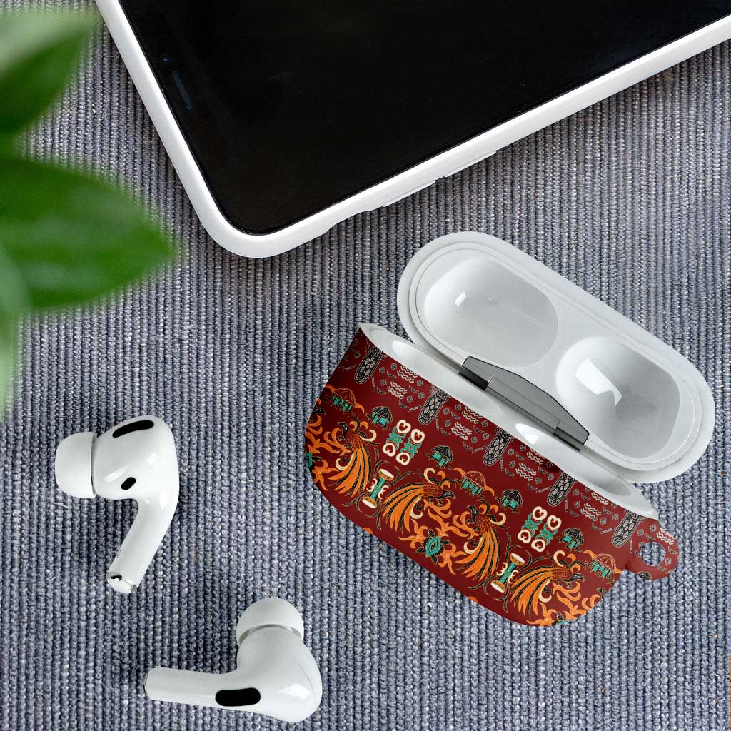 Oxblood Batik Papua-inspired Pattern AirPods Case - Polynesian Pride